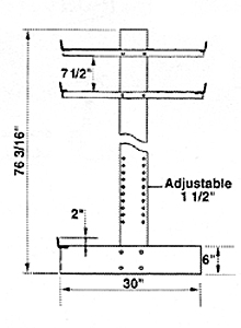 7' Double Column & Base w/hardware - 30" W
