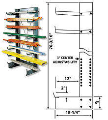 7' Single Column & Base w/hardware - 18-1/4" W