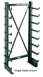 Cantilever Rack - Double-Sided, 3' Brace Width, 76"H, (28) 12" Arms, Light Duty - 250 lbs. arm cap.
