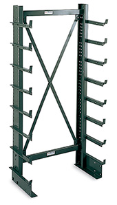 Cantilever Rack, Single-Sided - 3' Brace Width, 76"H, (14) 12" Arms, Light Duty - 250 lbs. arm cap.