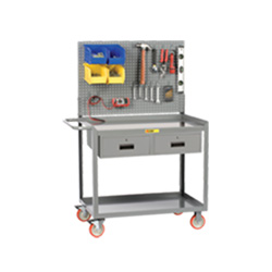 Portable Workstation - 24" x 36" - 2 Drawers - Pegboard Panel