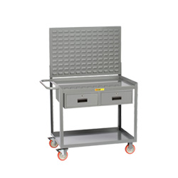 Portable Workstation - 24" x 48" - 2 Drawers - Louvered Panel