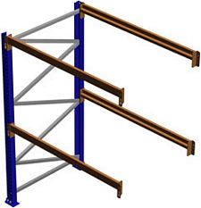 Pallet Rack Adder Section, 96"H x 48"D x 96"W, 6820 lbs. Cap., 2 Beam Levels