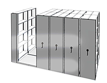 Mobile Aisle  Shelving System, 156"L x 72"W - 5 Shelves