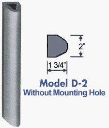 Extruded Dock Bumper, No Mounting Holes - 1.75"D x 2"H x 6'L