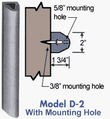 Extruded Dock Bumper, With Mounting Holes - 1.75"D x 2" H x 4'L