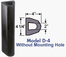 Extruded Dock Bumper, No Mounting Holes - 4"D x 4.25"H x 4'L