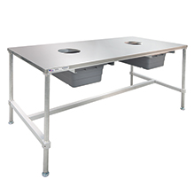 Cannabis Trim Table with Stainless Steel Top - I-frame with 2 holes for collection