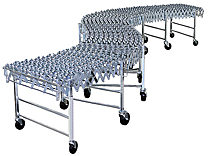 Flexible Skatewheel Gravity Conveyor - 30"W, 15'4" to 53'1"L, 376 lb. Cap., 5.25" Axle Centers