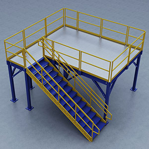 Structural Mezzanine, 11' x 15'-11¼" Platform, 8'H Clearance, Bar Grating Deck