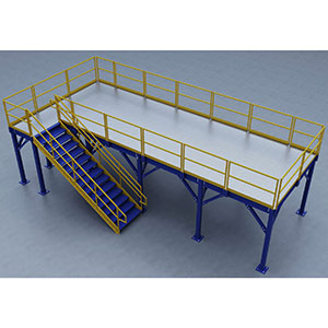 Structural Mezzanine, 11' x 31'-5½" Platform, 9'H Clearance, Bar Grating Deck