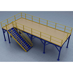 Structural Mezzanine, 11' x 31'-5½" Platform, 8'H Clearance, Plywood Deck