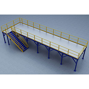 Structural Mezzanine, 11' x 46'-11¾" Platform, 9'H Clearance, Bar Grating Deck