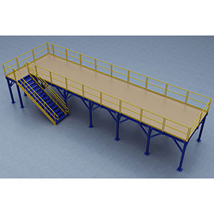 Structural Mezzanine, 11' x 46'-11¾" Platform, 9'H Clearance, Plywood Deck