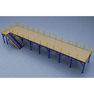 Structural Mezzanine, 11' x 62'-6" Platform, 8'H Clearance, Plywood Deck