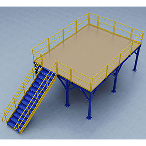Structural Mezzanine, 21'-7" x 15'-11¼" Platform, 10'H Clearance, Plywood Deck