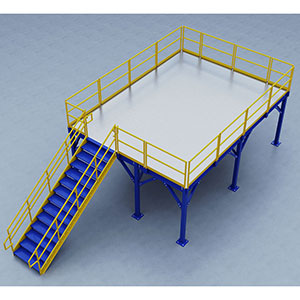 Structural Mezzanine, 21'-7" x 15'-11¼" Platform, 8'H Clearance, Bar Grating Deck