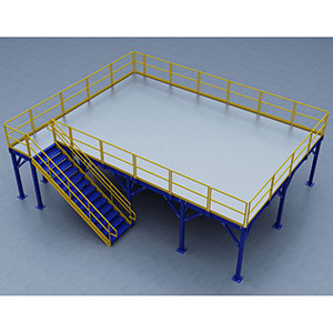 Structural Mezzanine, 21'-7" x 31'-5½" Platform, 9'H Clearance, Bar Grating Deck