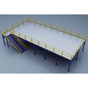 Structural Mezzanine, 21'-7" x 46'-11¾" Platform, 8'H Clearance, Bar Grating Deck