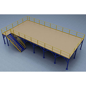 Structural Mezzanine, 21'-7" x 46'-11¾" Platform, 10'H Clearance, Plywood Deck