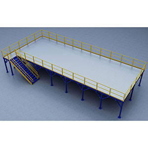 Structural Mezzanine, 21'-7" x 62'-6" Platform, 8'H Clearance, Bar Grating Deck