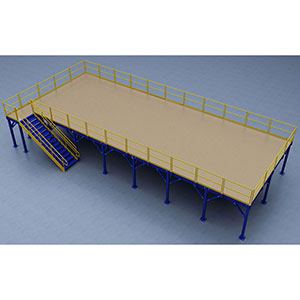 Structural Mezzanine, 21'-7" x 62'-6" Platform, 10'H Clearance, Plywood Deck