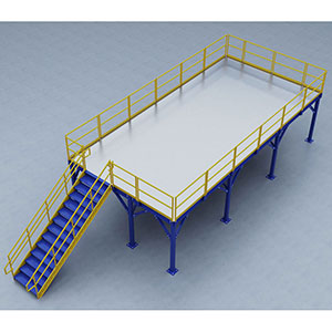 Structural Mezzanine, 32'-2" x 15'-11¼" Platform, 8'H Clearance, Bar Grating Deck