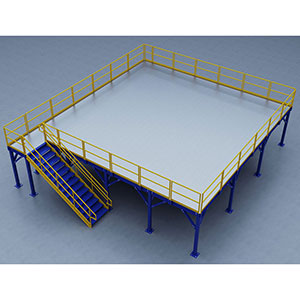 Structural Mezzanine, 32'-2" x 31'-5½" Platform, 8'H Clearance, Bar Grating Deck
