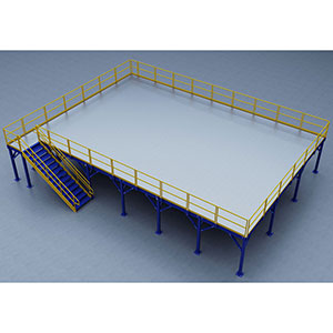 Structural Mezzanine, 32'-2" x 46'-11¾" Platform, 9'H Clearance, Bar Grating Deck