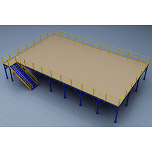 Structural Mezzanine, 32'-2" x 62'-6" Platform, 10'H Clearance, Plywood Deck