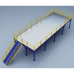 Structural Mezzanine, 42'-9" x 15'-11¼" Platform, 8'H Clearance, Bar Grating Deck