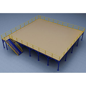 Structural Mezzanine, 42'-9" x 46'-11¾" Platform, 10'H Clearance, Plywood Deck