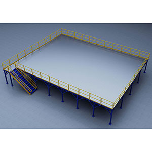 Structural Mezzanine, 42'-9" x 62'-6" Platform, 9'H Clearance, Bar Grating Deck