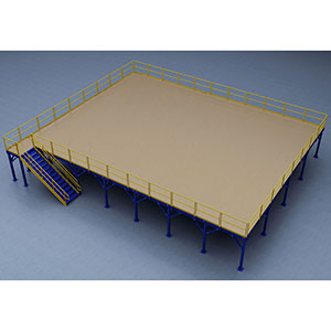 Structural Mezzanine, 42'-9" x 62'-6" Platform, 10'H Clearance, Plywood Deck