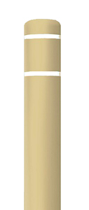 Beige Bollard Cover with White Contrast Stripe - Fits 60"H x 7"Dia. Post