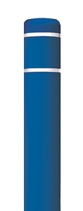 Blue Bollard Cover with White Contrast Stripe - Fits 52"H x 4.5"Dia. Post