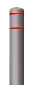 Grey Bollard Cover with Red Contrast Stripe - Fits 52"H x 4.5"Dia. Post