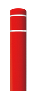 Red Bollard Cover Red with White Contrast Stripe - Fits 64"H x 4.5"Dia. Post
