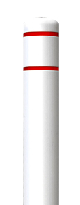 White Bollard Cover with Red Contrast Stripe - Fits 52"H x 4.5"Dia. Post