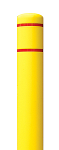 Yellow Bollard Cover with Red Contrast Stripe - Fits 52"H x 7"Dia. Post