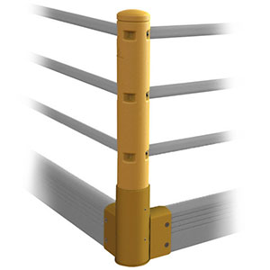 Corner Post for Flexible Handrail with Ground Barrier