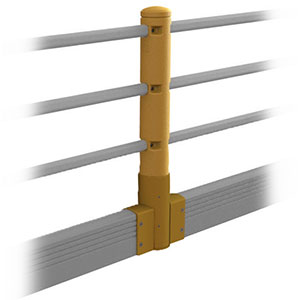 Middle Post for Flexible Handrail with Ground Barrier