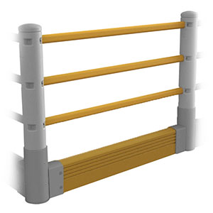 Rails for Flexible Handrail with Ground Barrier - (3) 5' Rails and (1) 5' Barrier