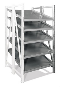 Steel Pick Shelving - 5 Level, Double - Dbl Forward Tilt, 78"h x 39"w x 48"d, Adder