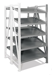 Steel Pick Shelving - 5 Level, Double - Tilt/Straight, 78"h x 39"w x 48"d, Adder