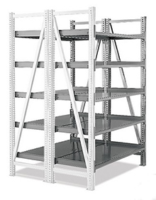 Steel Pick Shelving - 5 Level, Double - Straight/Straight, 78"h x 39"w x 40"d, Adder