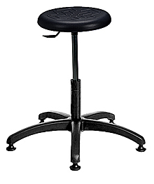 Polyurethane Work Stool with Round Seat - 16.5" - 21.5"H adjustable, 5-leg ABS Plastic Base