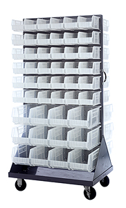 Double Sided Louvered Rack w/ 96 Multi-size Clear View Bins