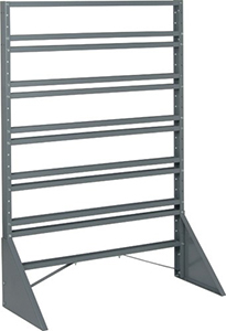 Hanging Bin Rack -  1 sided, 12-rail: 36-in. x 15-in. x 53-in.
