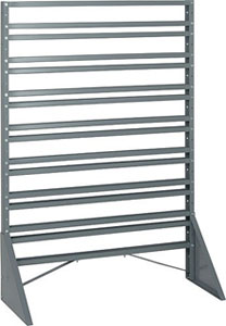 Hanging Bin Rack -  1 sided, 16-rail: 36-in. x 15-in. x 53-in.